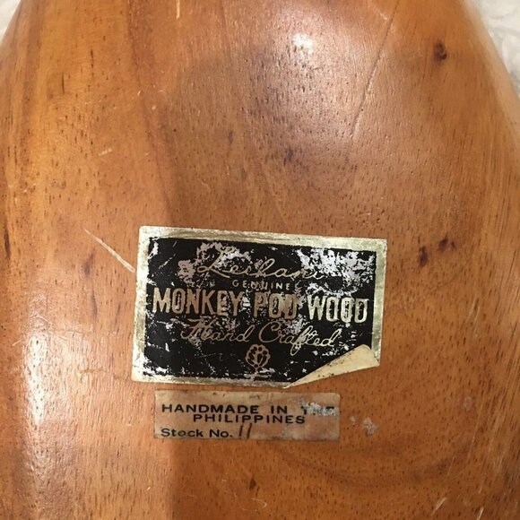 LOT OF 3 Vintage Mid Century MCM Monkey Pod Wood Bowls Dishes from Philippines - Picture 4 of 8